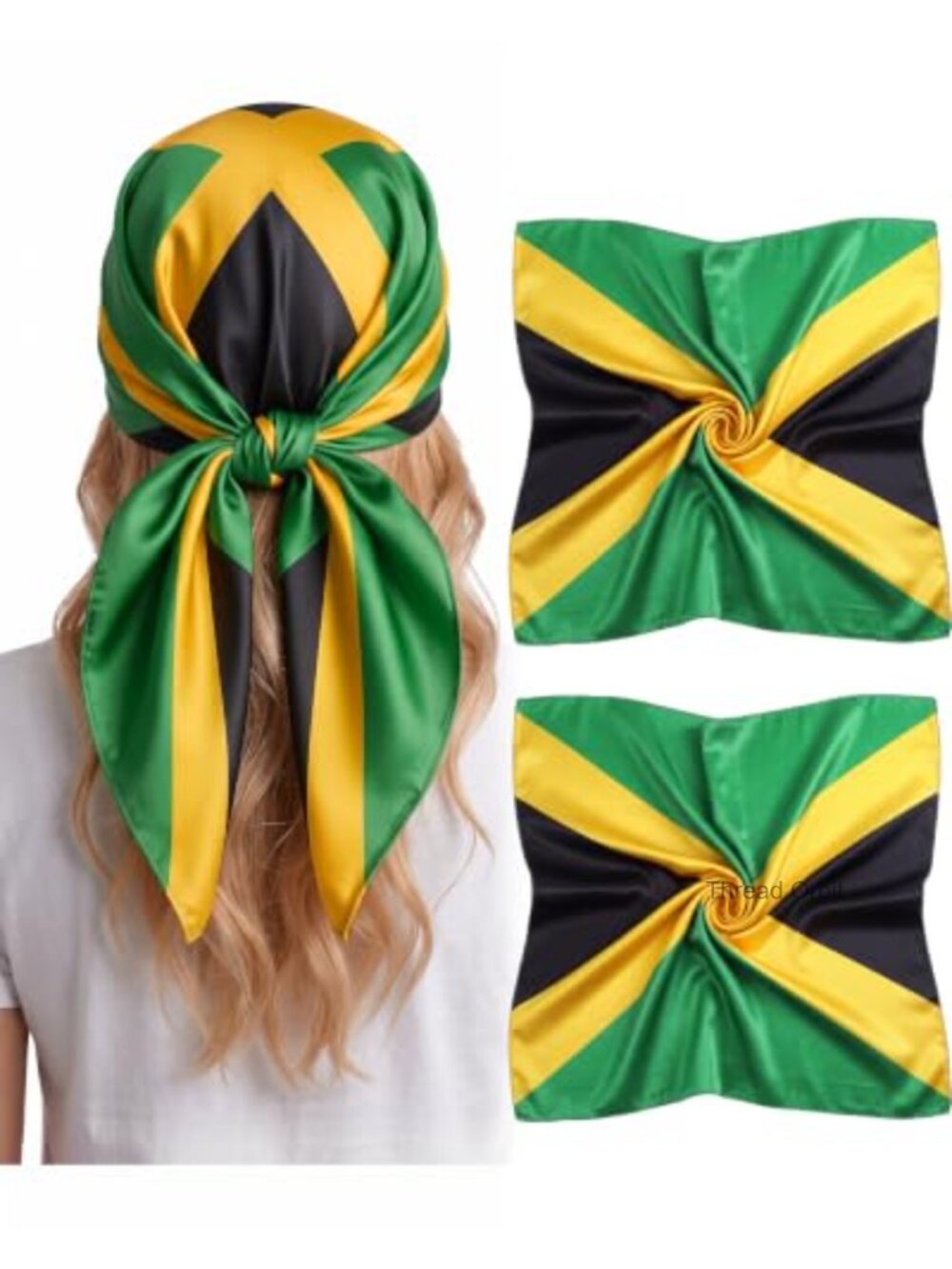 Glitopper 2 Pcs Flag Bandana Head Scarf Silk Like Polyester 27.5 in